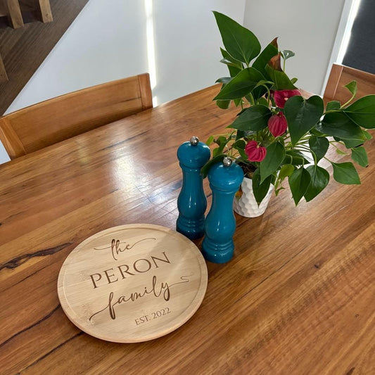 Personalised Bamboo Turntable – Personalised with Family Name