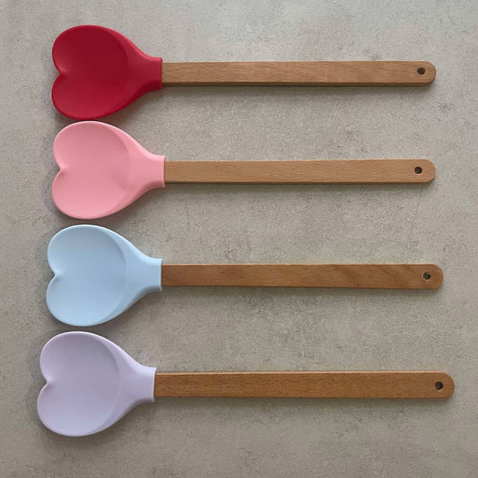 Personalised Love Heart Laser Engraved Silicone Spatula