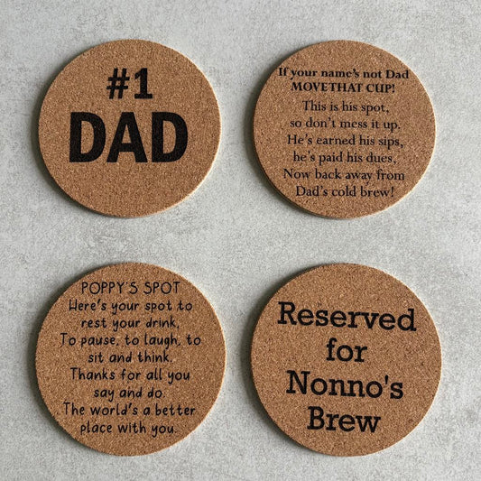 Father’s Day Cork Coaster – Personalised Gift