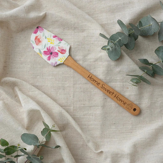 Silicone Spatula with Laser Engraved Wooden Handle - Home Sweet Home