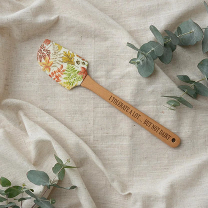 Silicone Spatula with Laser Engraved Wooden Handle - I Tolerate Alot... But Not Dairy