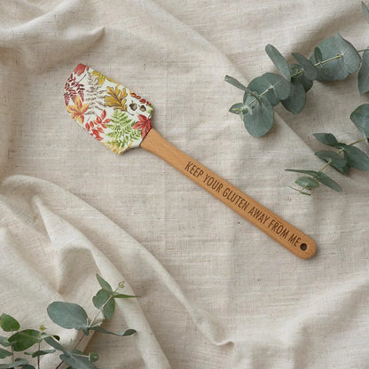 Silicone Spatula with Laser Engraved Wooden Handle - Keep Your Gluten Away From Me