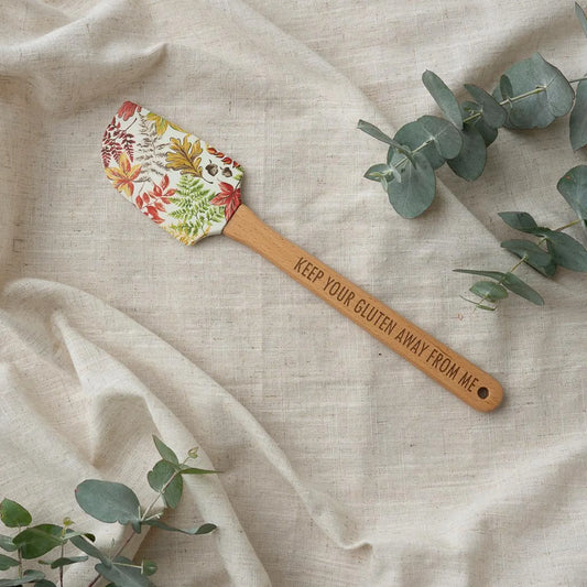 Silicone Spatula with Laser Engraved Wooden Handle - Keep Your Gluten Away From Me