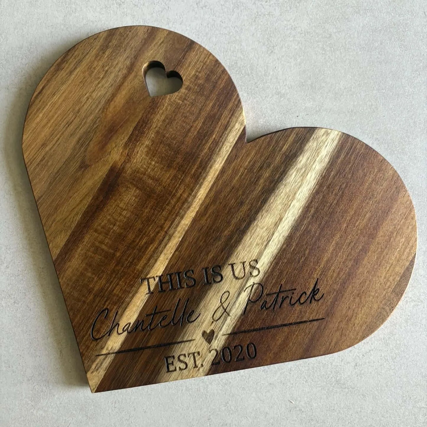 Personalised Love Heart Acacia Serving Board