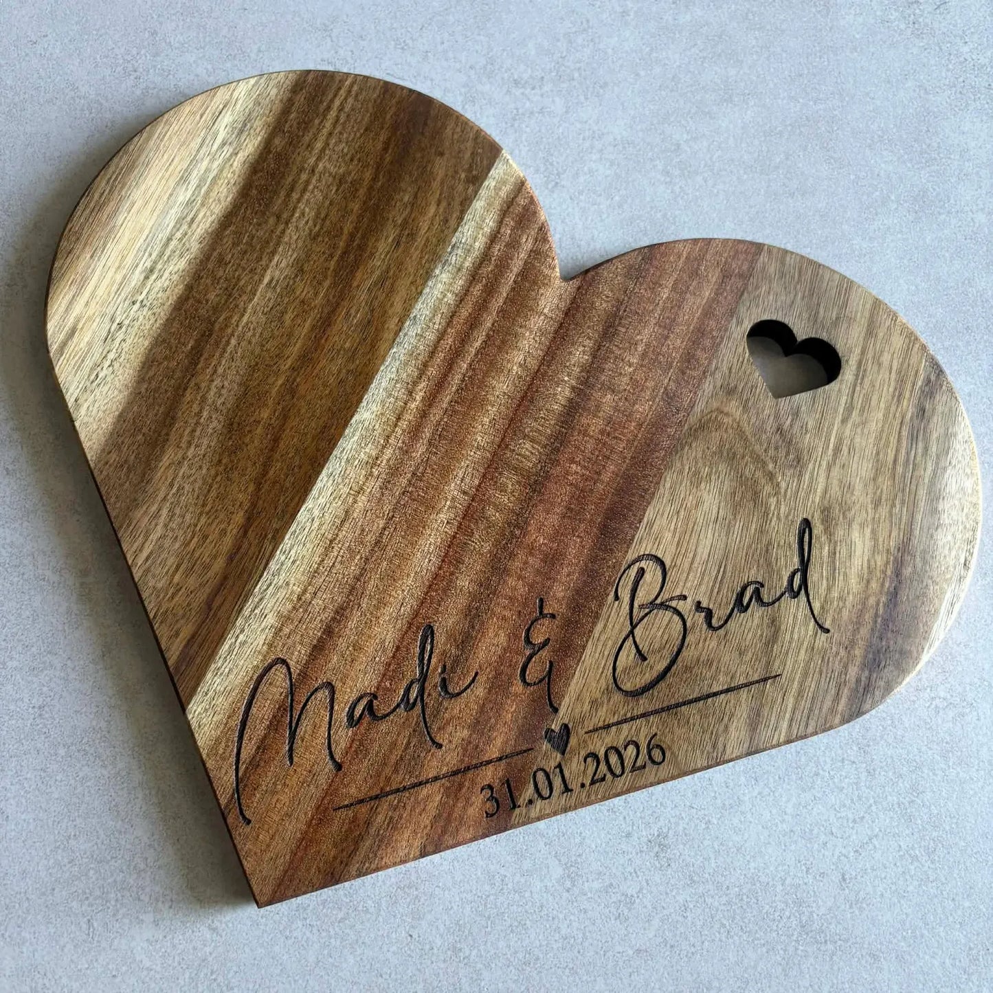 Personalised Love Heart Acacia Serving Board