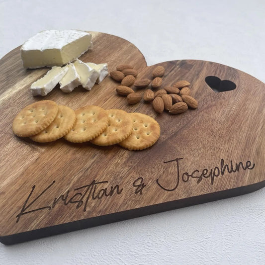 Personalised Love Heart Acacia Serving Board