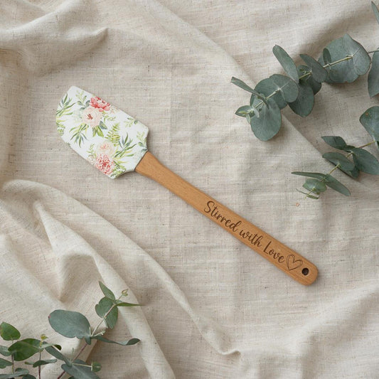 Silicone Spatula with Laser Engraved Wooden Handle - Kitchen Queen