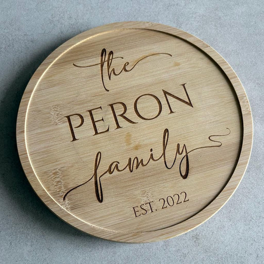 Personalised Bamboo Turntable – Personalised with Family Name