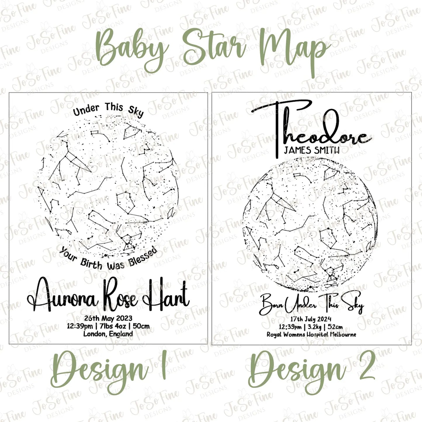 Personalised Star Map – Baby’s Birth Sky Constellation