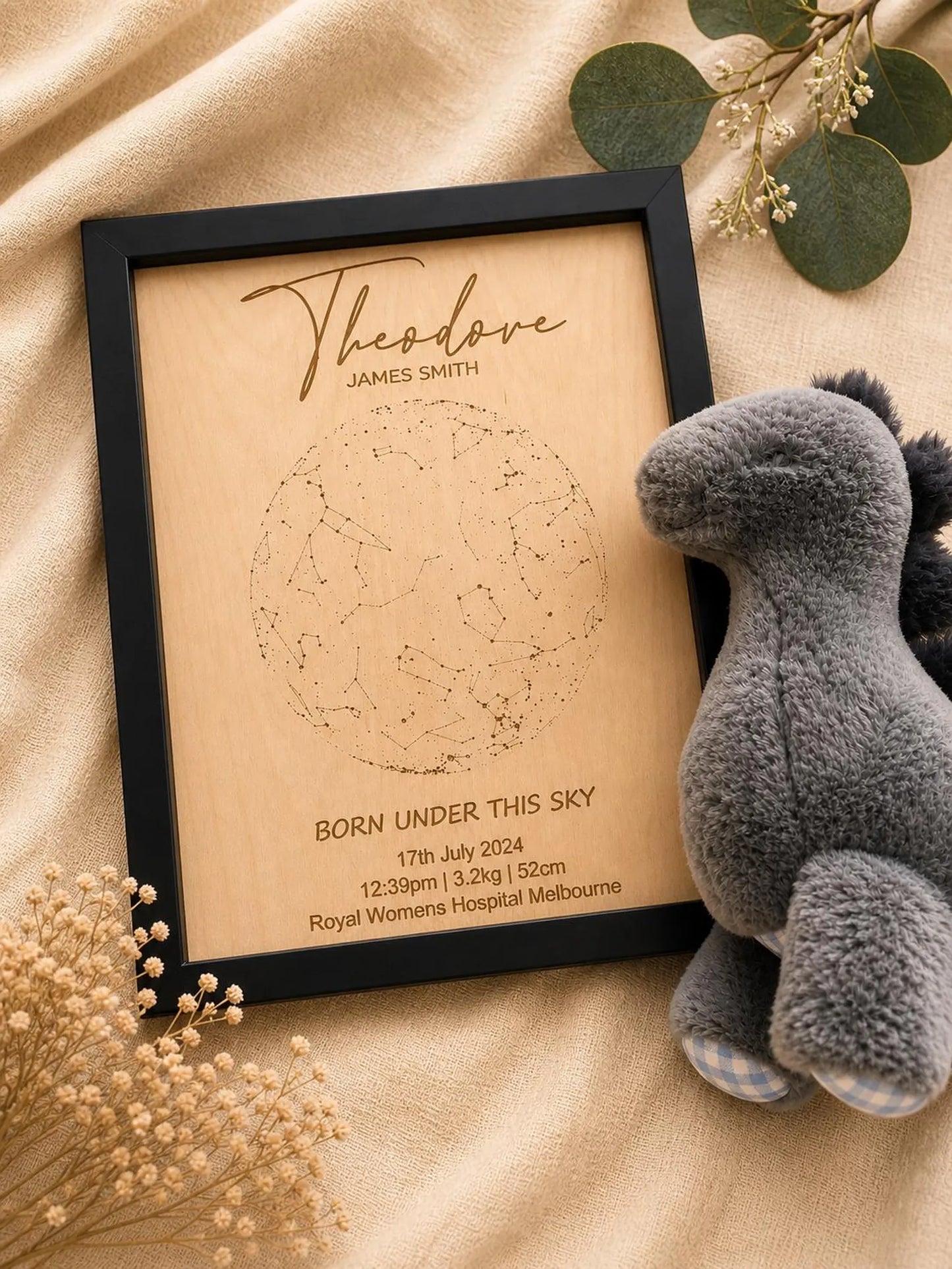 Personalised Star Map – Baby’s Birth Sky Constellation