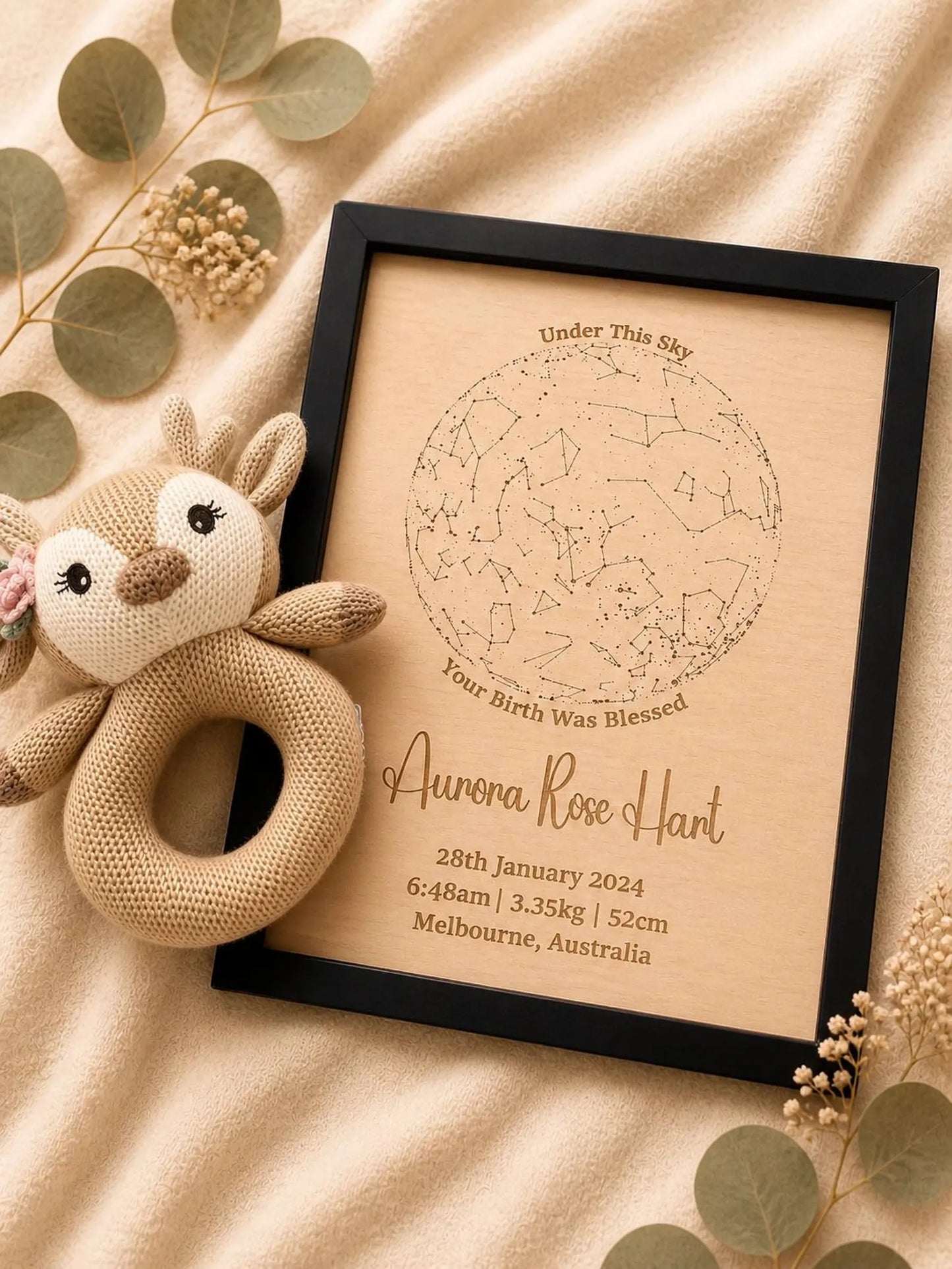 Personalised Star Map – Baby’s Birth Sky Constellation